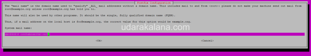 system mail name for postfix