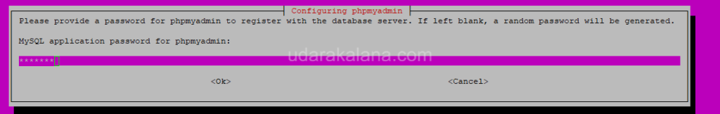 entering password for the phpmyadmin db